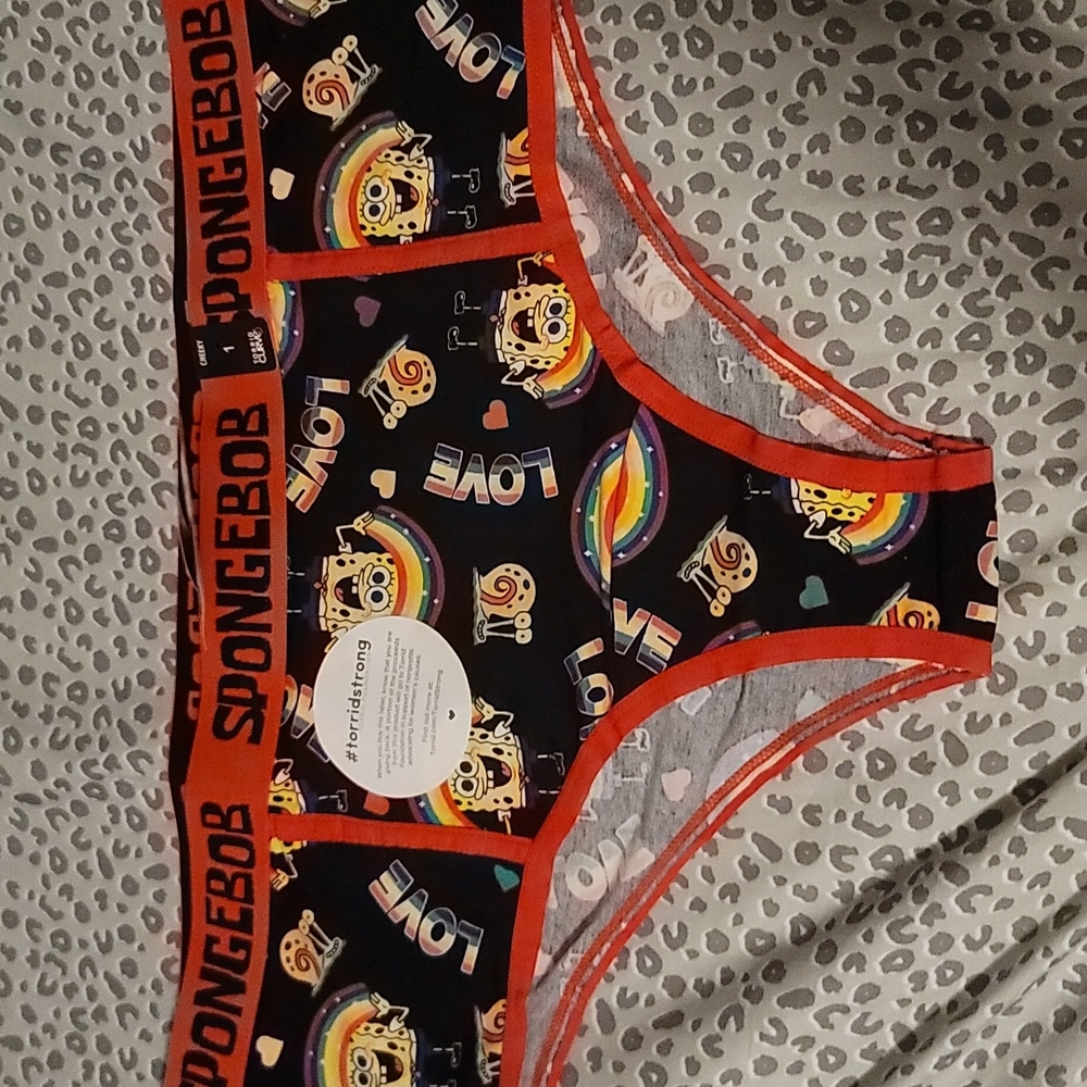 TORRID CURVE COLLECTION SPONGEBOB PRIDE CHEEKY PANTY: BLACK/RED: NWT SZ 1